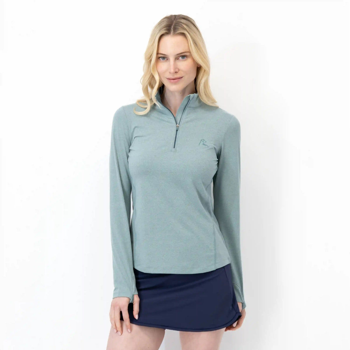 Heather Performance Q-Zip | Heather - Jungle Green/Antigua Green
