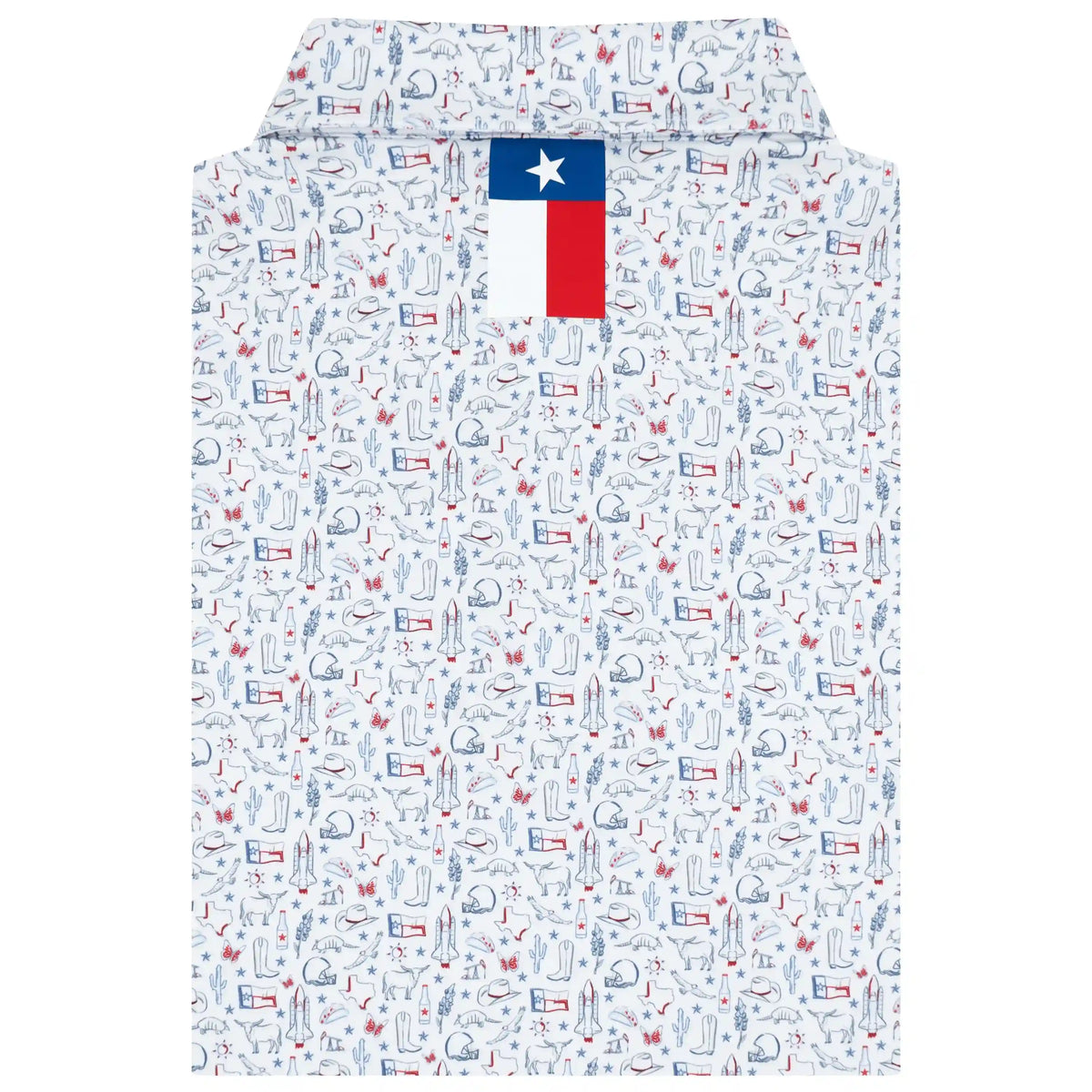 The Texan | Performance Polo | The Texan - White/Short Stop Blue - TX