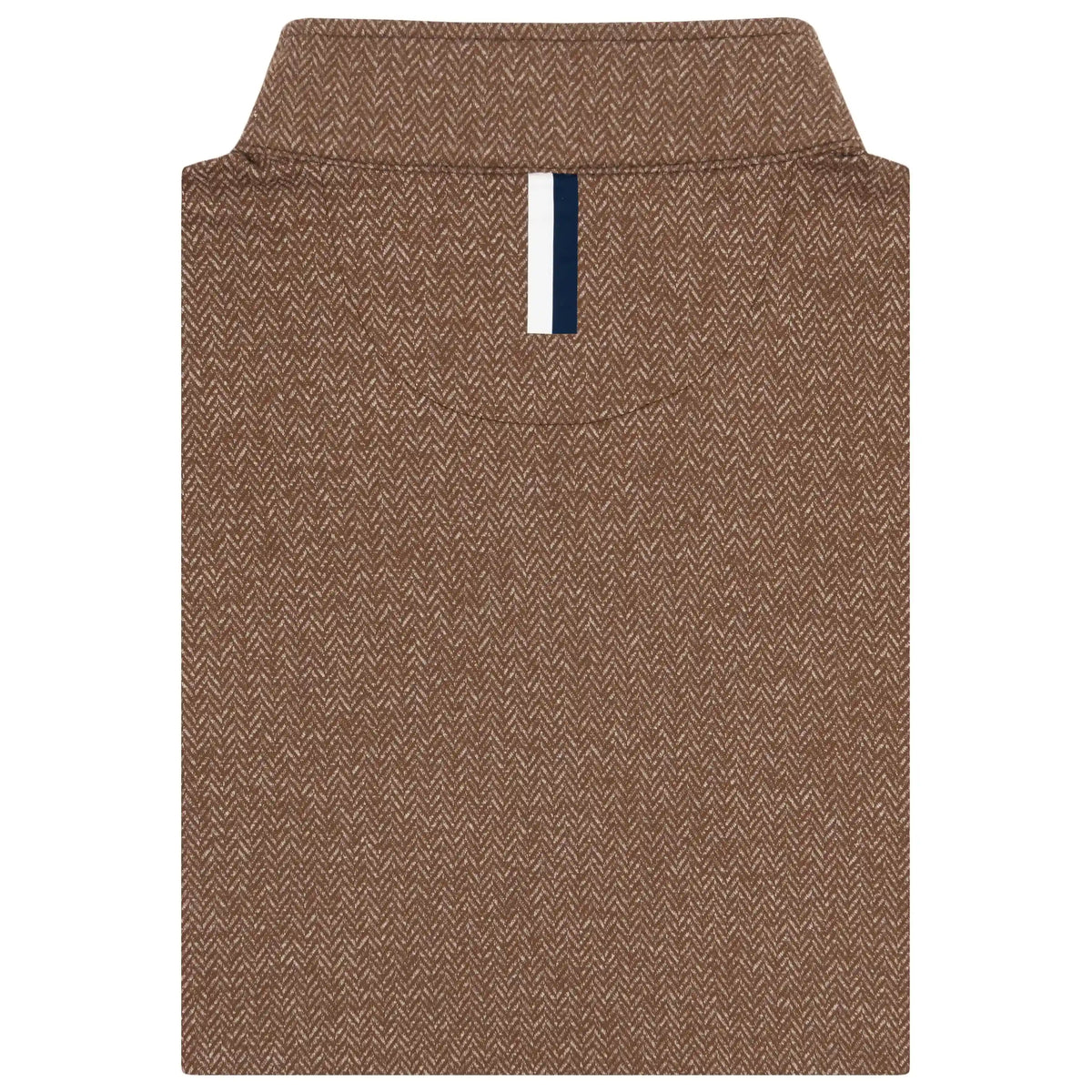 Herringbone Jacquard Performance Q-Zip | The Herringbone - Saddle Brown/White