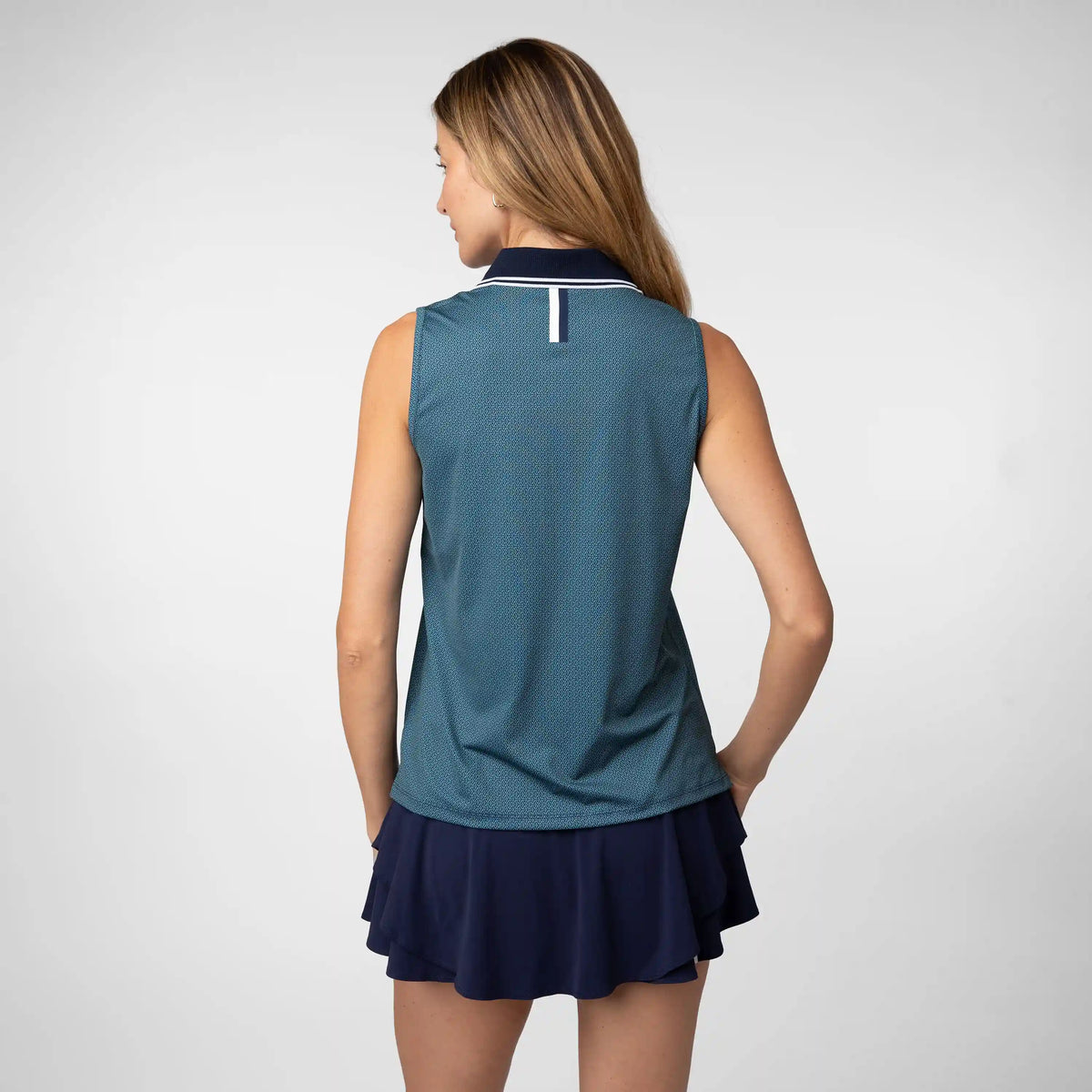 Brooke Sleeveless Performance Polo | The Prism - Leaf Green/Fleet Navy