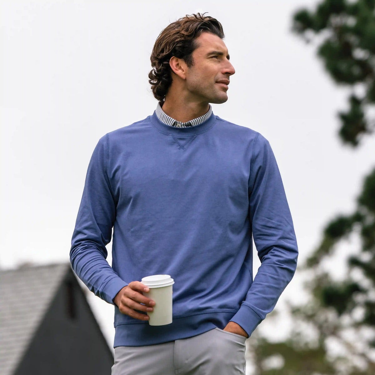 Pace Performance Crew | Heather - Coastal Blue/Coastal Blue