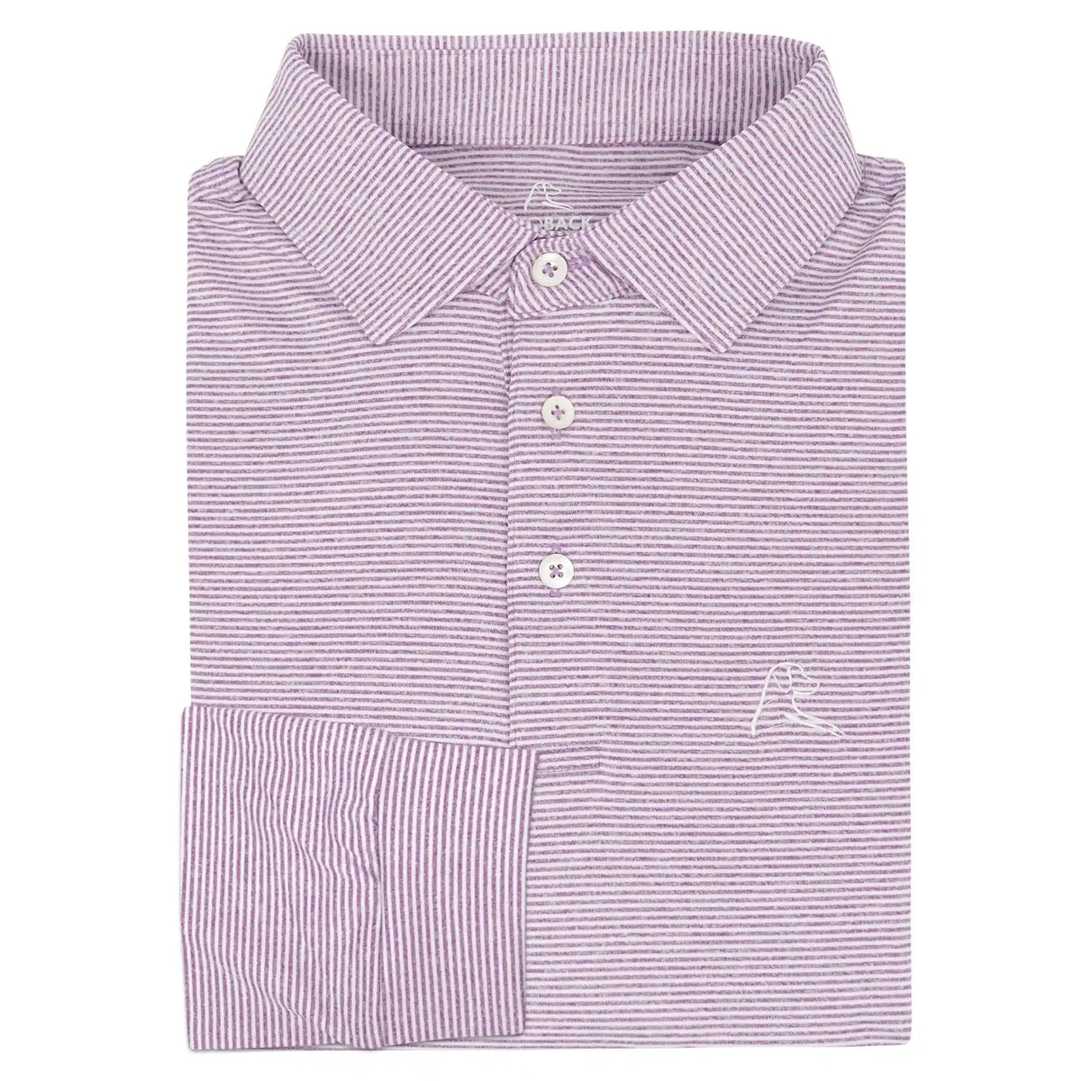 The Whaler Heather Stripe | Long Sleeve Performance Polo | The Whaler Heather Stripe - Big Easy Lavender/White