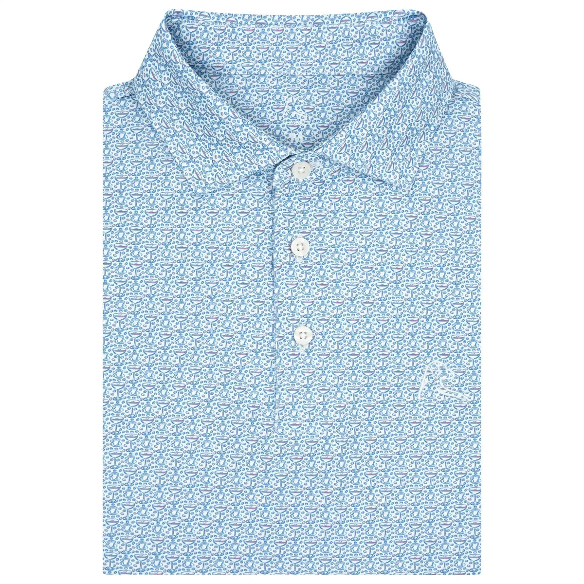 The Midnight Martini | Performance Polo | The Midnight Martini - White/Bunker Blue