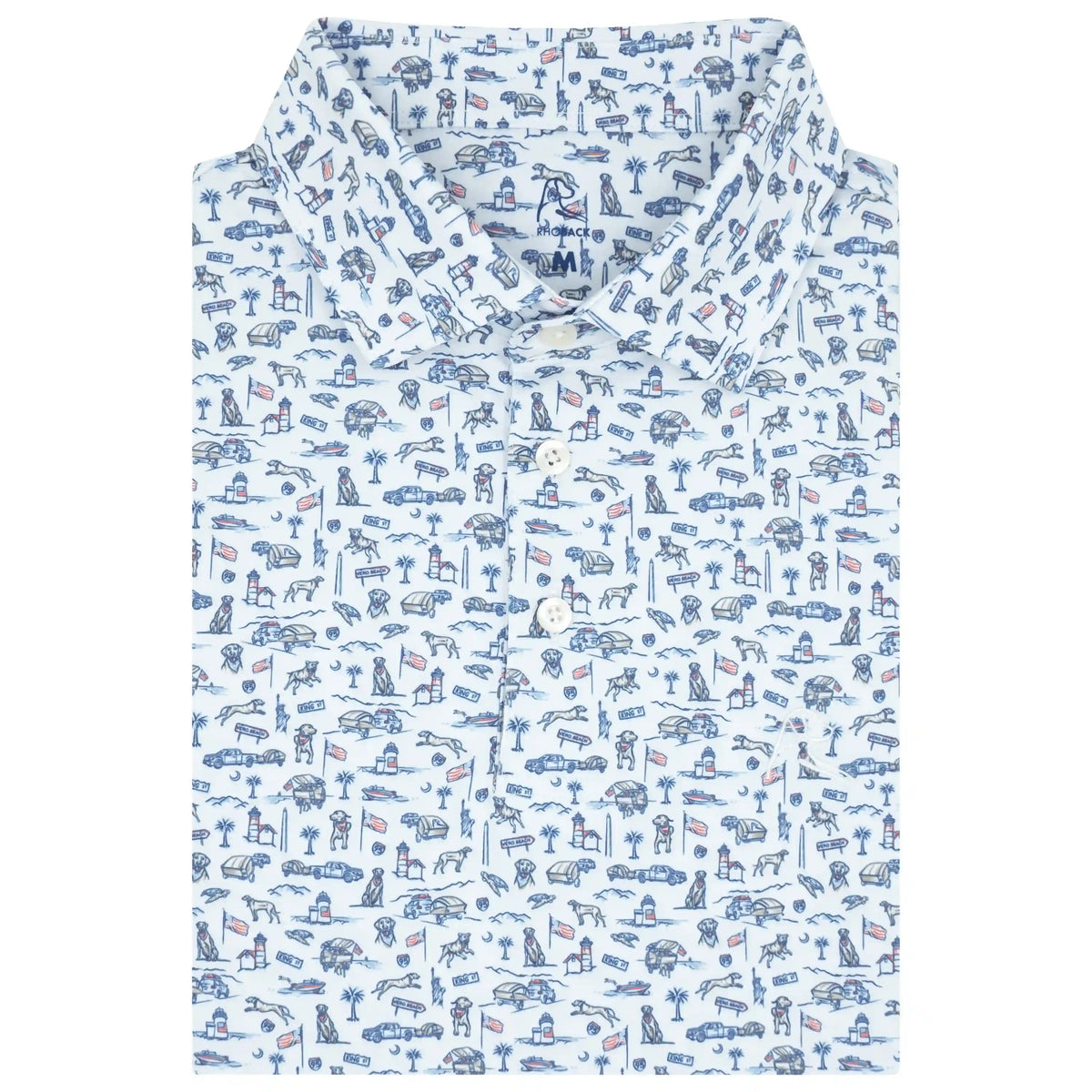 The Rhoadie | Performance Polo | The Rhoadie - White/Short Stop Blue