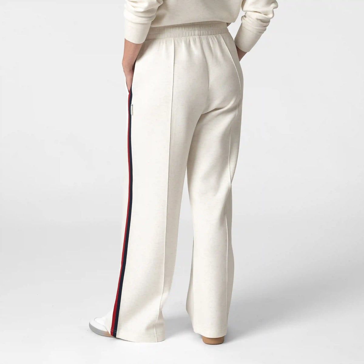 Aspire Pintuck Pant | Heather - Parchment White - Cardinal Red/Fleet Navy