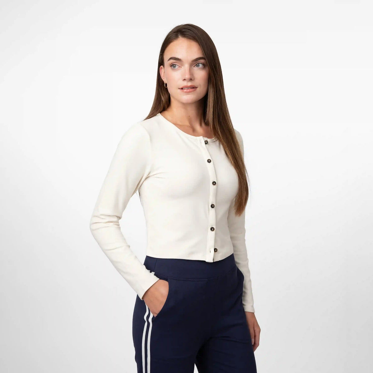Tempo Cardigan | Heather - Ivory/Parchment White