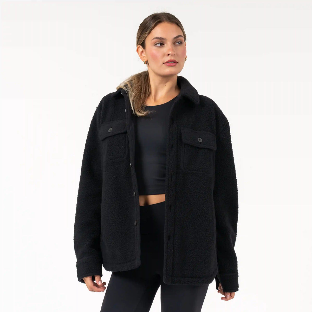 Summit Fleece Shirt Jacket | Solid - Midnight Black (Women)