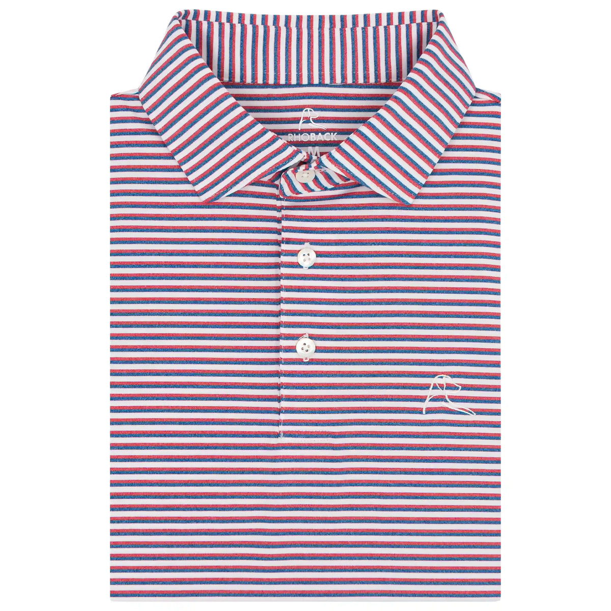 The Spacious Skies Heather Stripe | Performance Polo | The Spacious Skies Heather Stripe - Classic Red/Ocean Blue/White