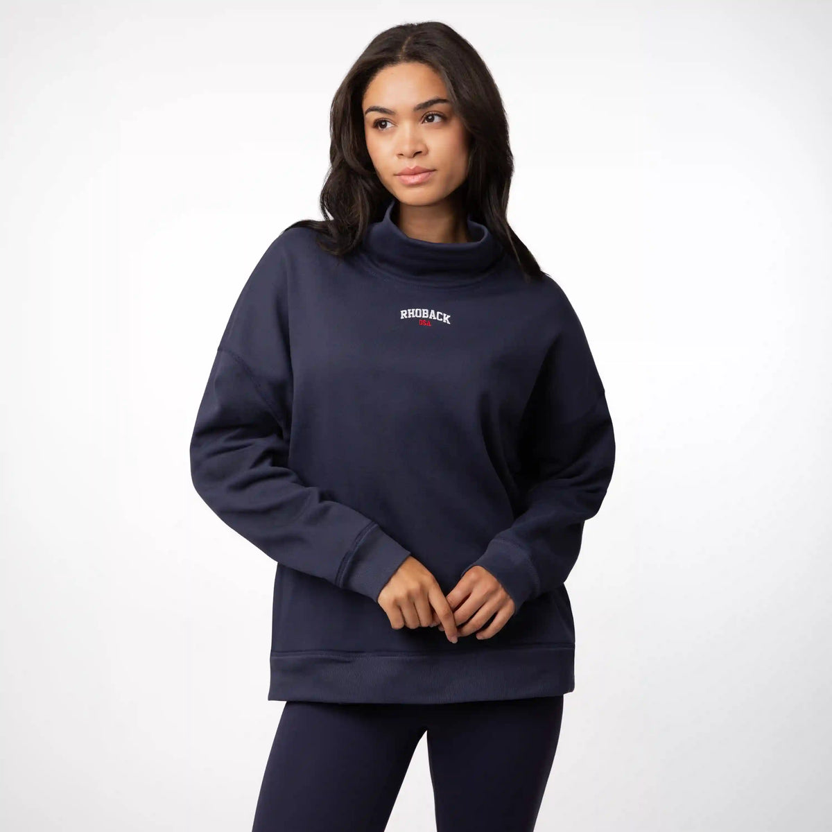 Bedford Oversized Mockneck | Solid - Fleet Navy - Rhoback Legacy