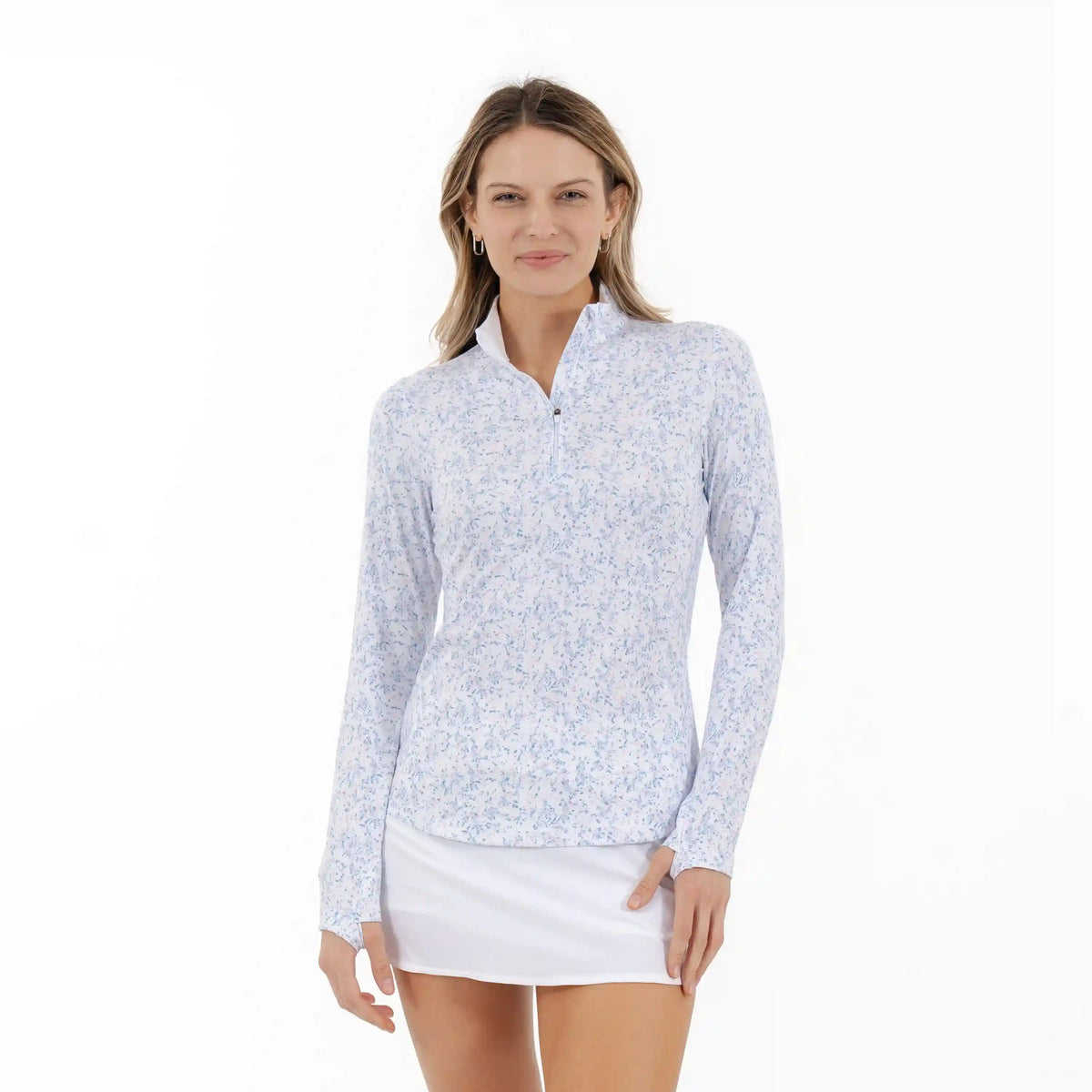 Rosette Performance Q-Zip | The Rosette - White/Birdie Blue