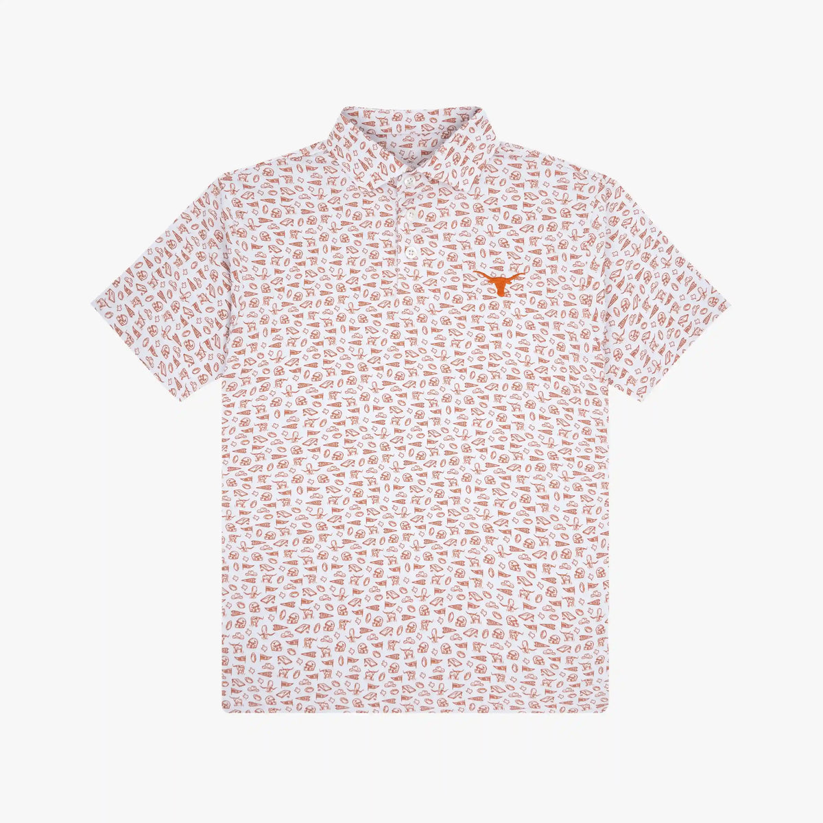The Youth Texas Gameday 2.0 | Collegiate Polo | The Texas Gameday 2.0 - White/ Rust Orange - 1