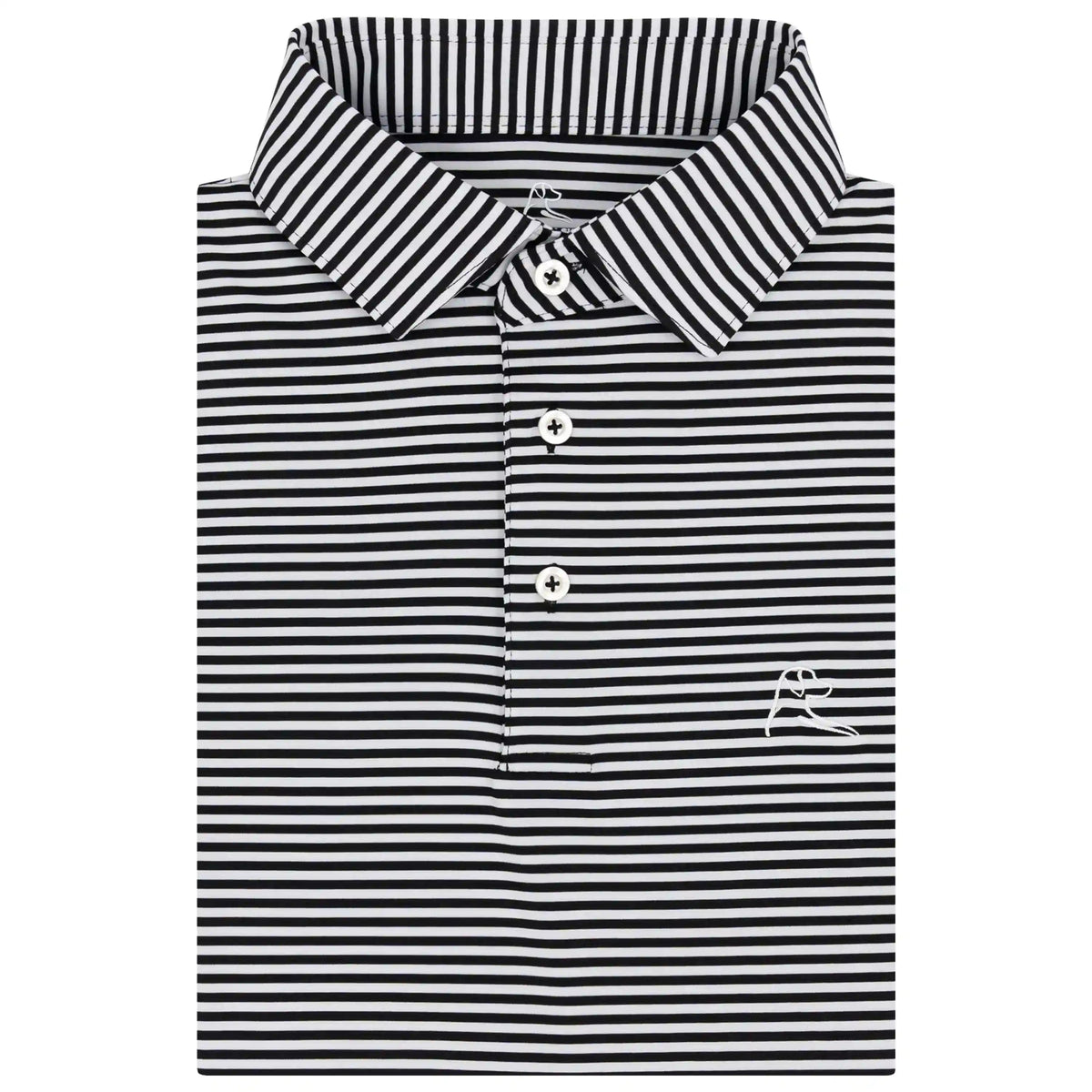 The Birdie Stripe | Performance Polo | The Birdie Stripe - Midnight Black/White