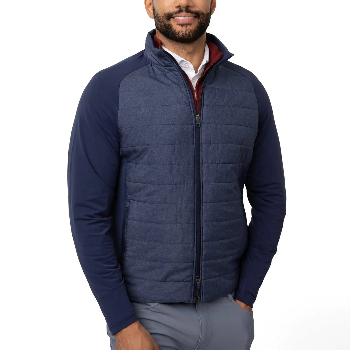 Fulton Hybrid Jacket | Heather - Fleet Navy/White