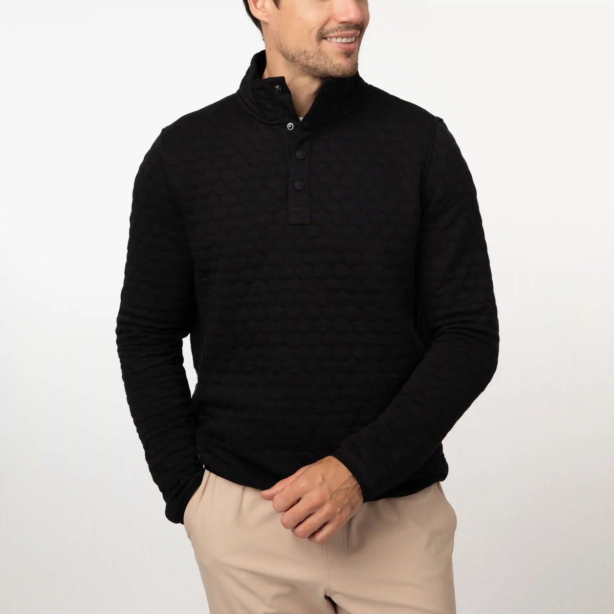 Hex Q-Snap Pullover | Solid - Midnight Black