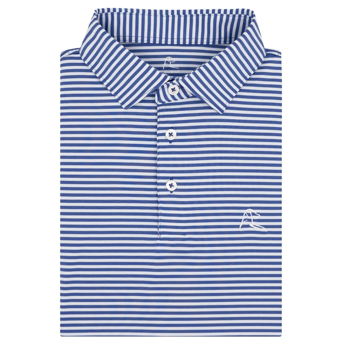 The Birdie Stripe | Performance Polo | The Birdie Stripe - Bunker Blue/White