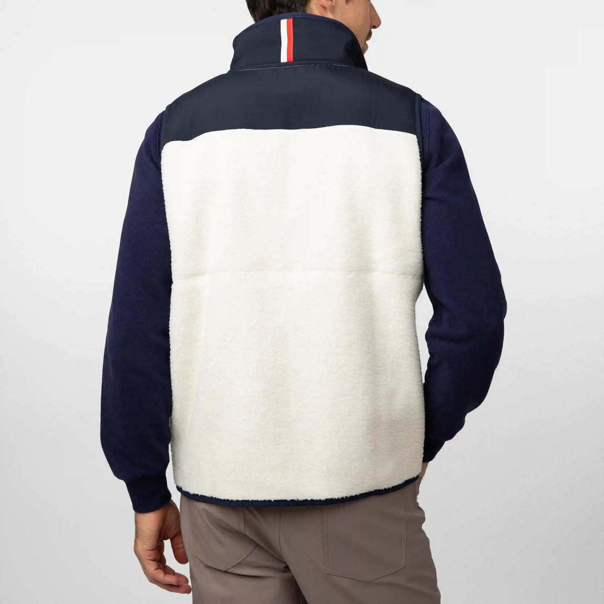 Summit Crest Full-Zip Vest | Solid - Ivory - Fleet Navy