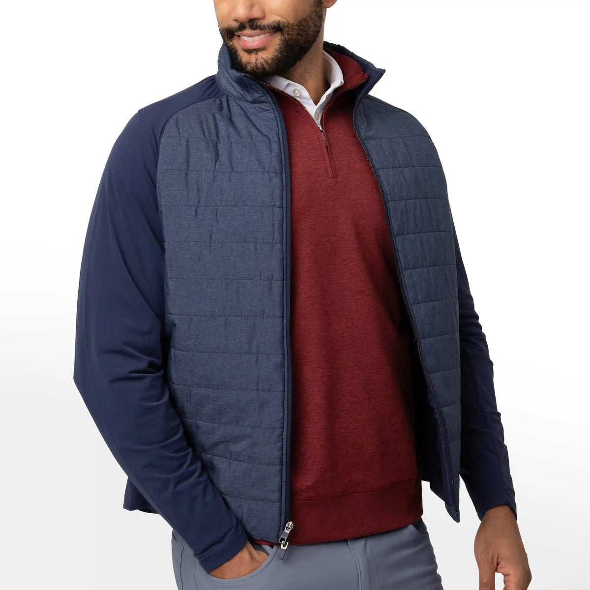 Fulton Hybrid Jacket | Heather - Fleet Navy/White