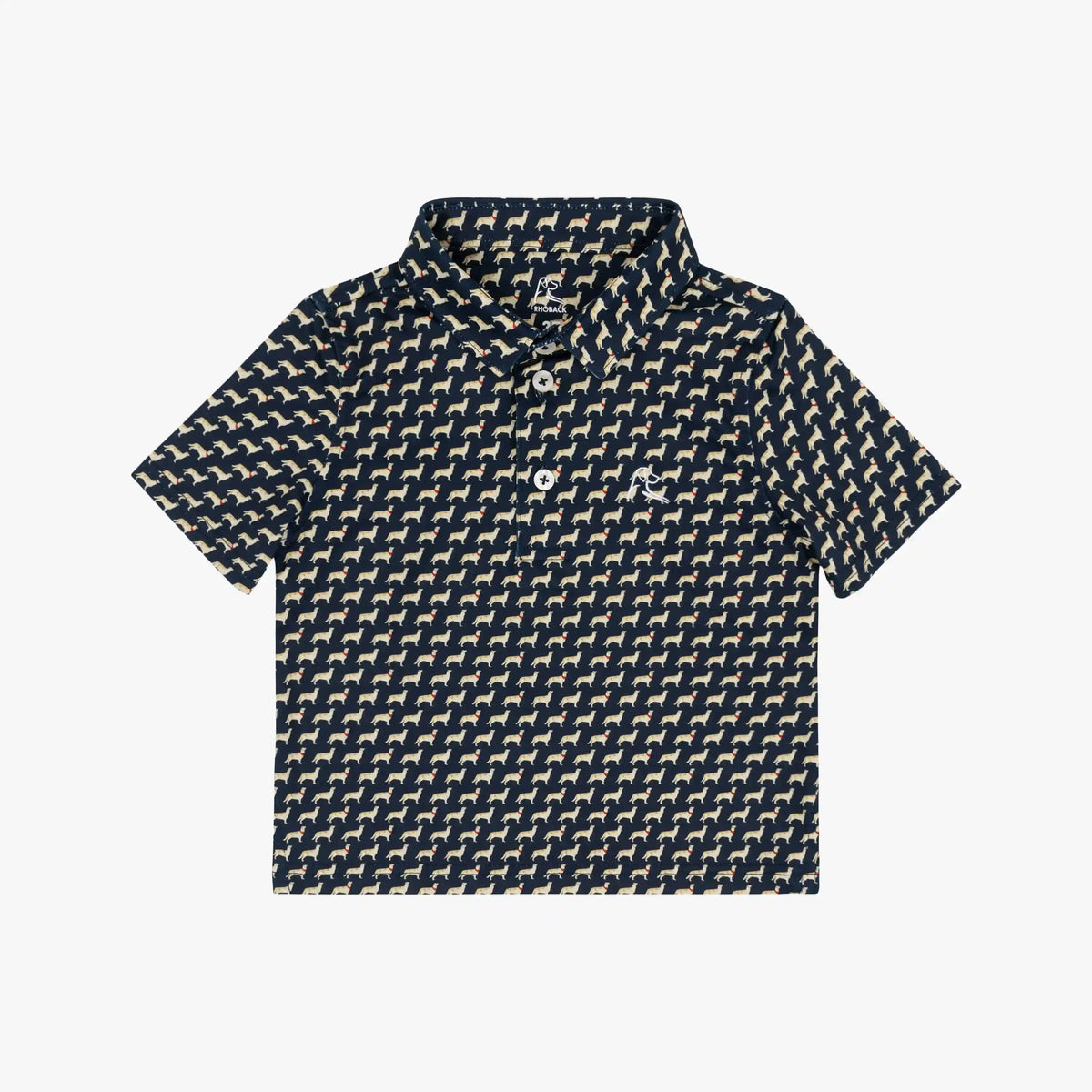 The Lil' Golden Retriever | Performance Polo | The Golden Retriever - Fleet Navy/Autumn Gold