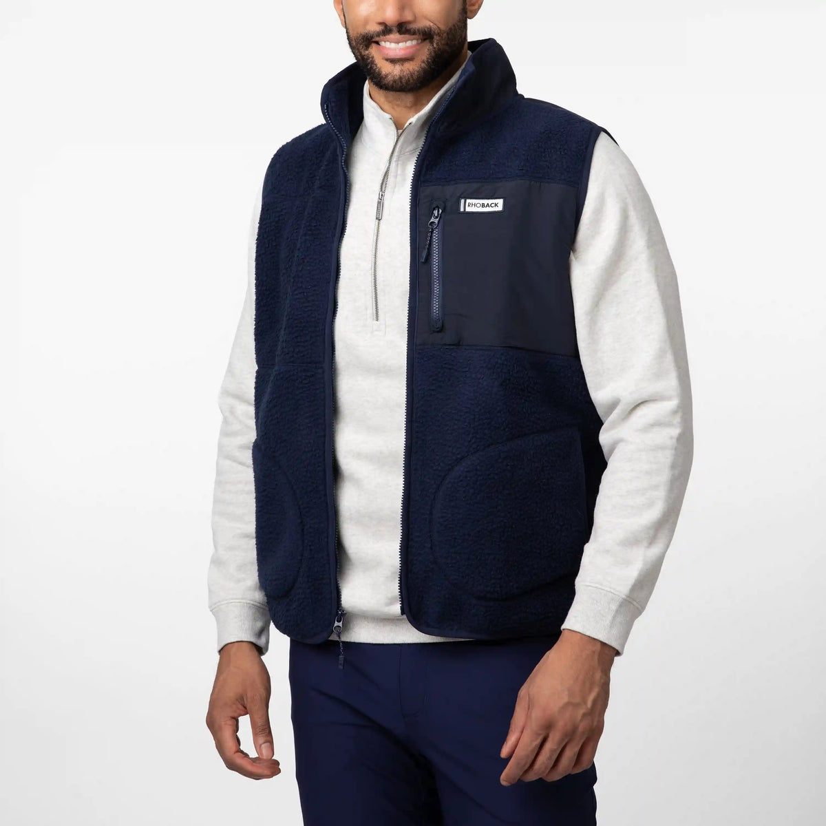 Summit Crest Full-Zip Vest | Solid - Fleet Navy