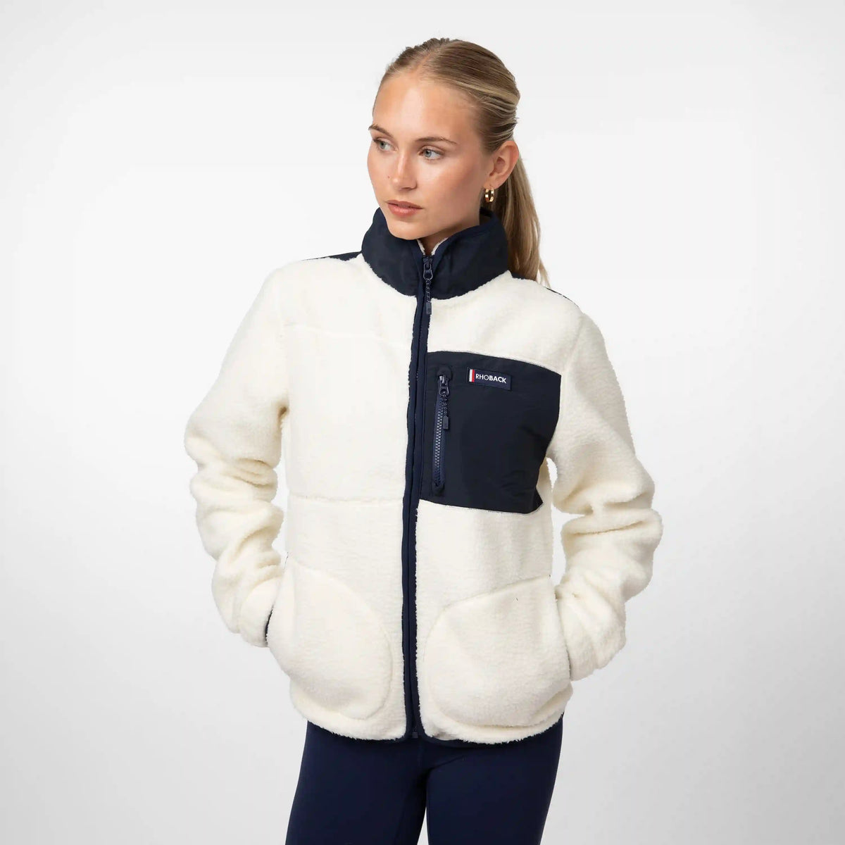 Summit Crest Full-Zip Jacket | Solid - Ivory - Fleet Navy (Women's)