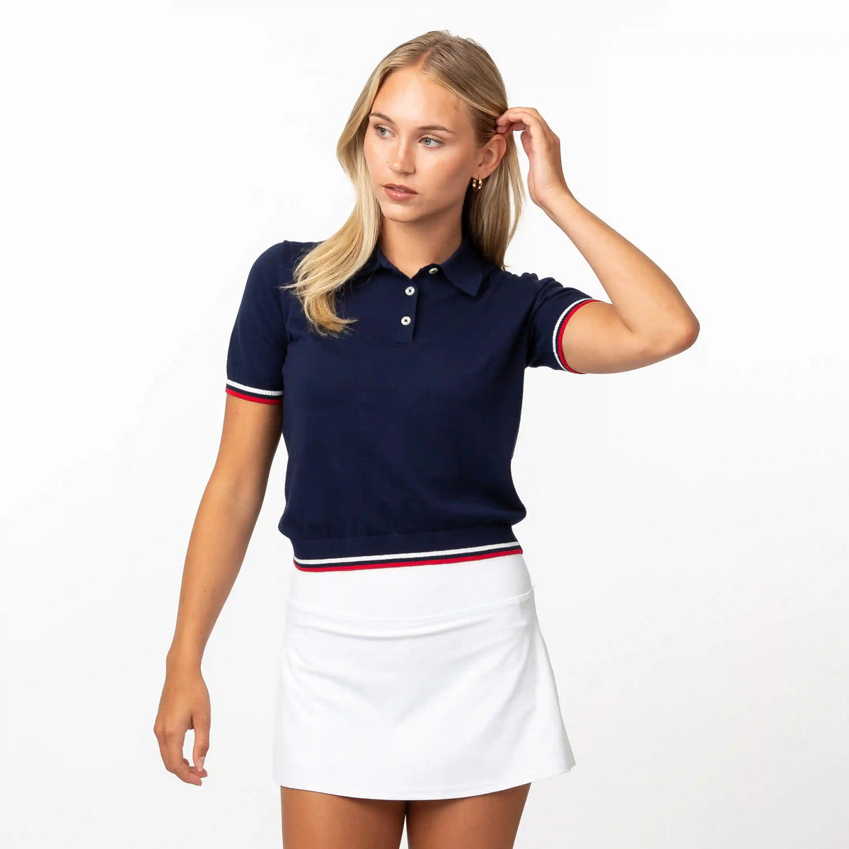 Harbor Sweater Polo | Solid - Fleet Navy - White/Classic Red