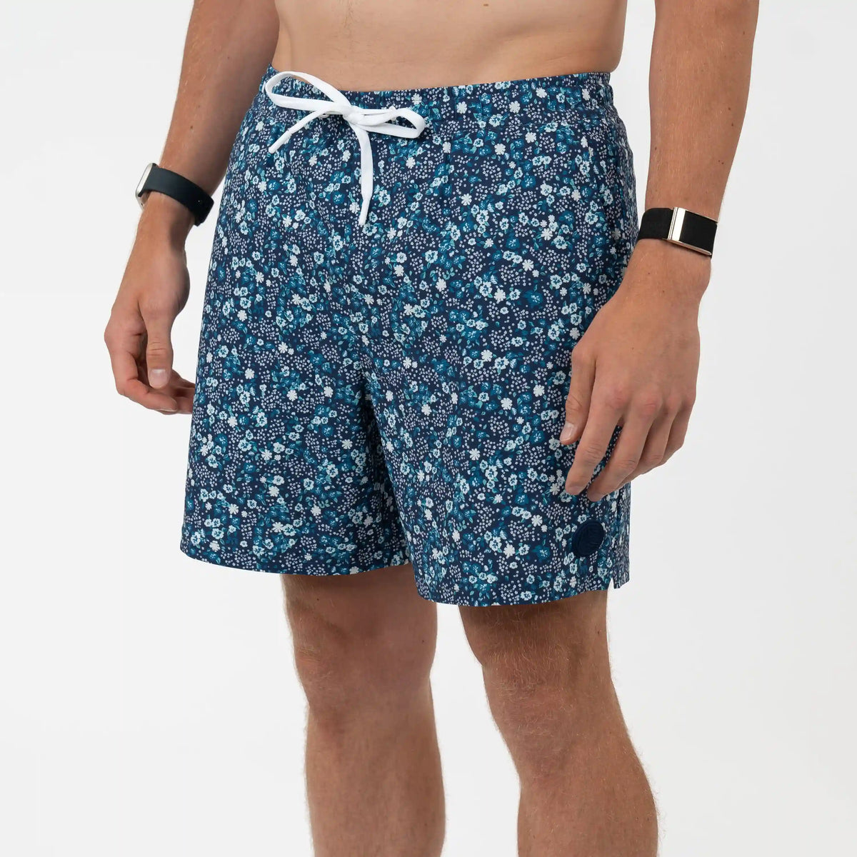 Medley Swim Trunk | The Floral Oasis - Fleet Navy