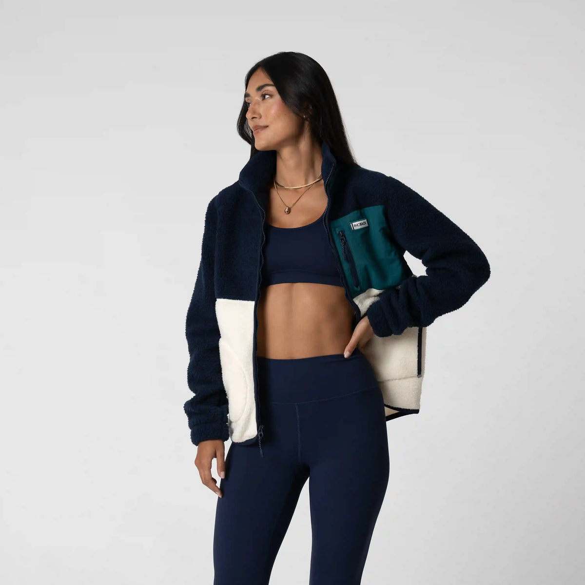 Summit Crest Full-Zip Jacket | Colorblock - Fleet Navy/Ivory - Midnight Green (Women's)