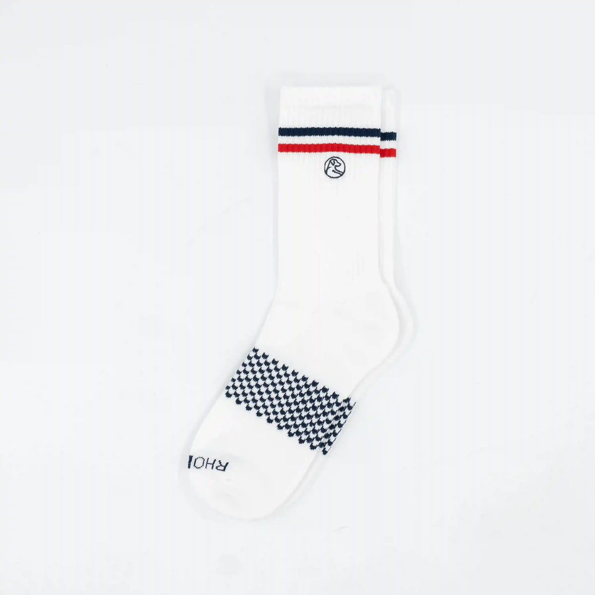 Stratus Performance Crew Socks | Solid - White - Cardinal Red/Fleet Navy