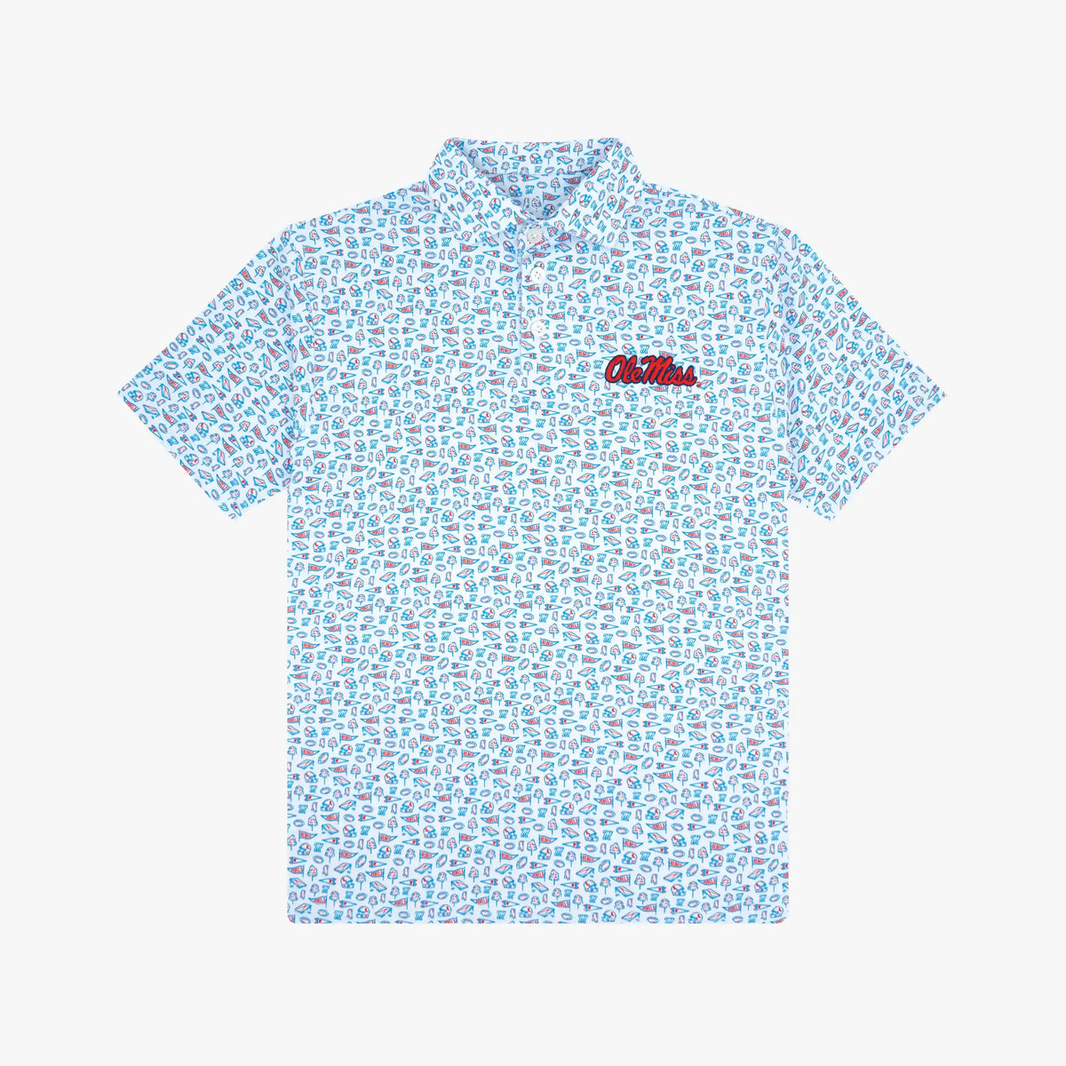 The Youth Ole Miss Gameday 2.0 | Collegiate Polo | The Ole Miss Gameday 2.0 - White/Birdie Blue - 1