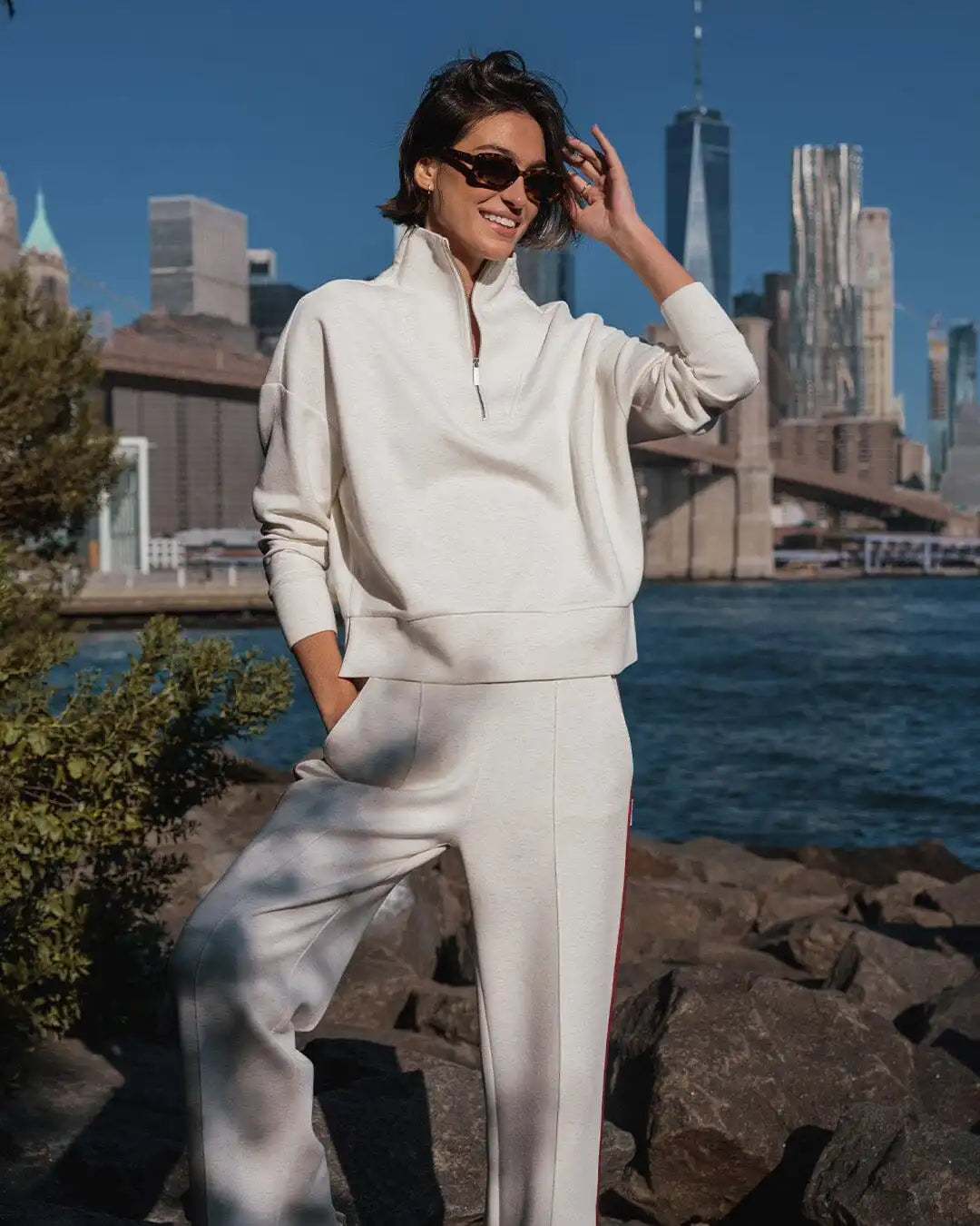 Aspire Half-Zip | Heather - Parchment White