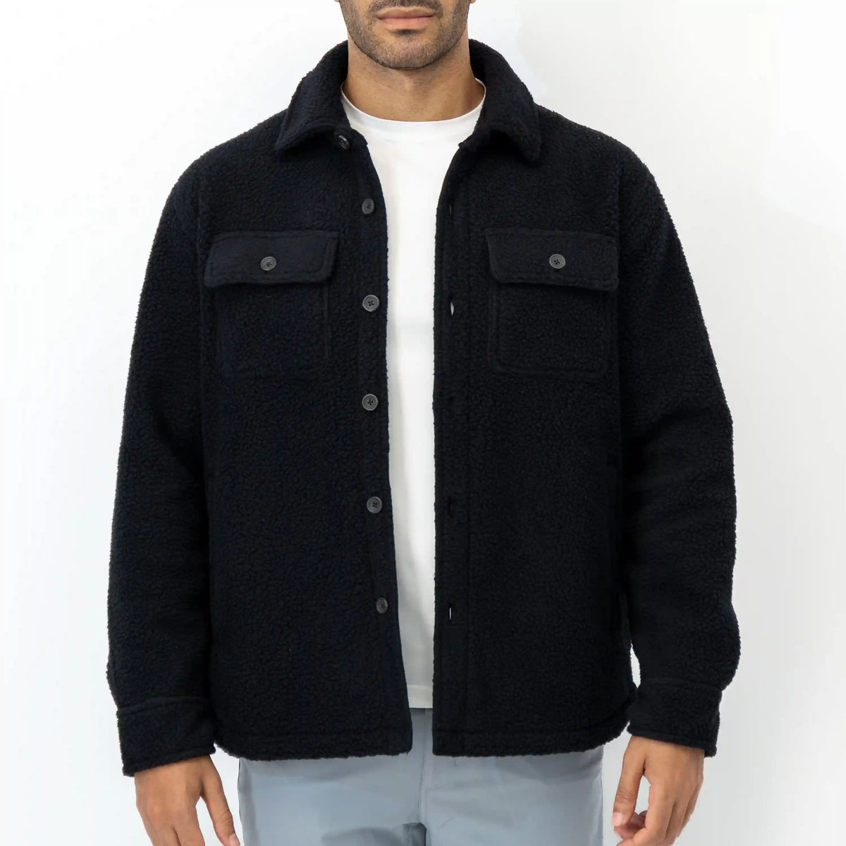 Summit Fleece Shirt Jacket | Solid - Midnight Black