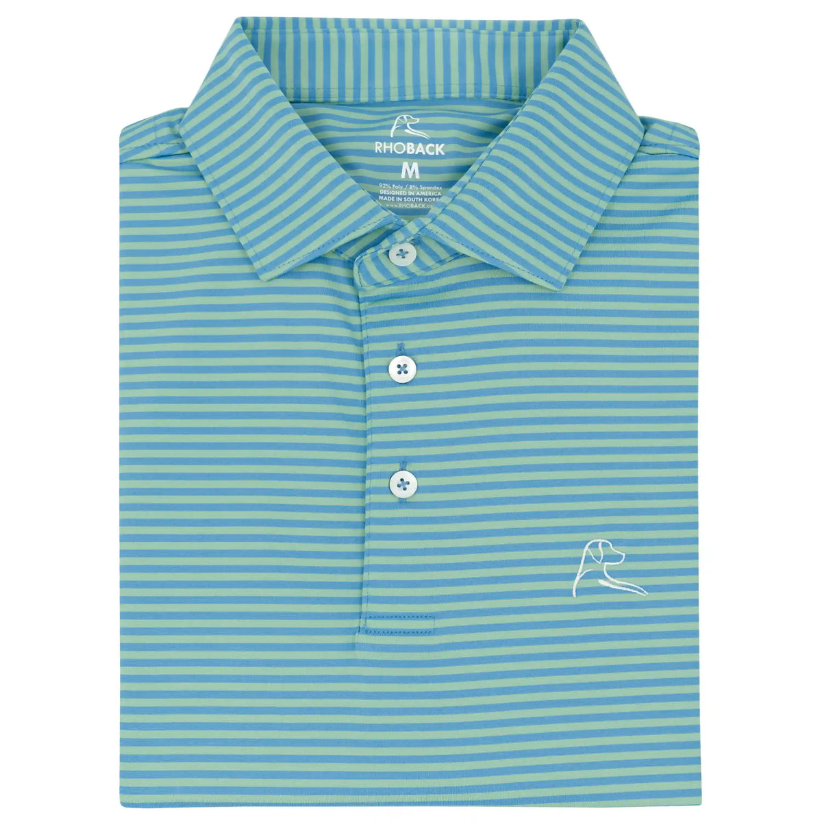 The Birdie Stripe | Performance Polo | The Birdie Stripe - Palm Green/Maritime Blue