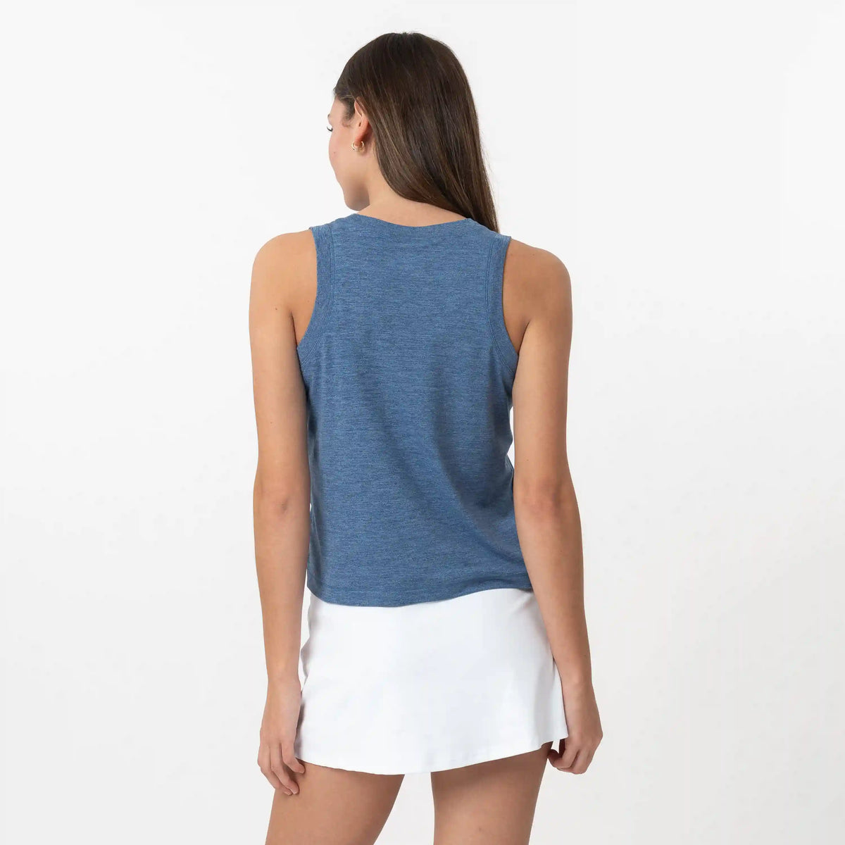 Drift Performance Crop Tank | Heather - Coastal Blue/Potomac Blue