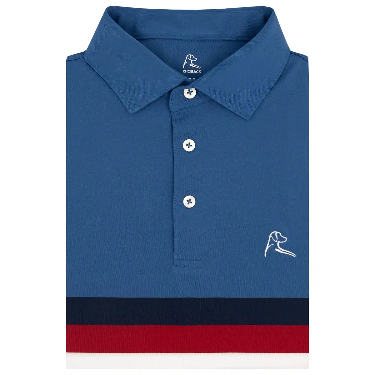The Highland Block | Performance Polo | The Highland Block - White/Short Stop Blue/Fleet Navy