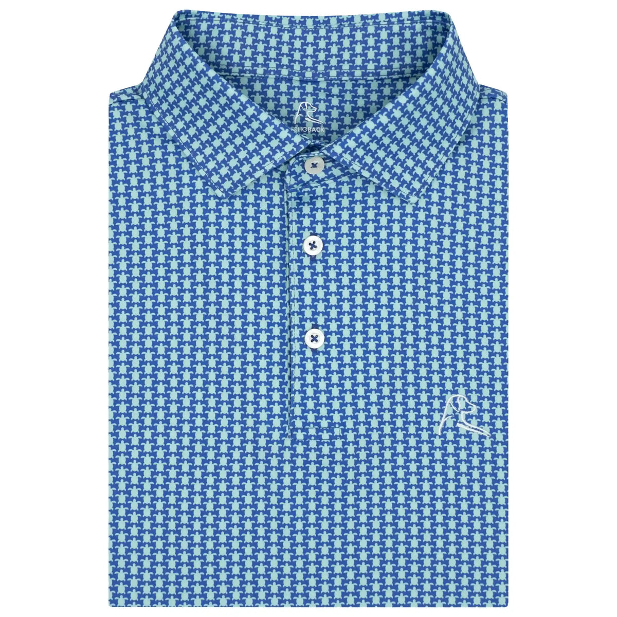 The Turtle Tile | Performance Polo | The Turtle Tile - Bunker Blue/Antigua Green