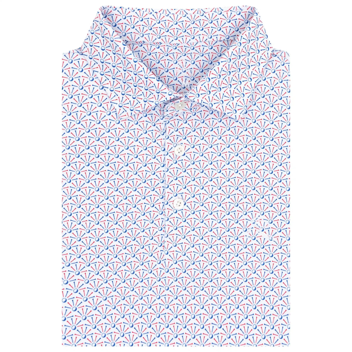 The Back Tees | Performance Polo | The Back Tees - White/Ocean Blue - USA
