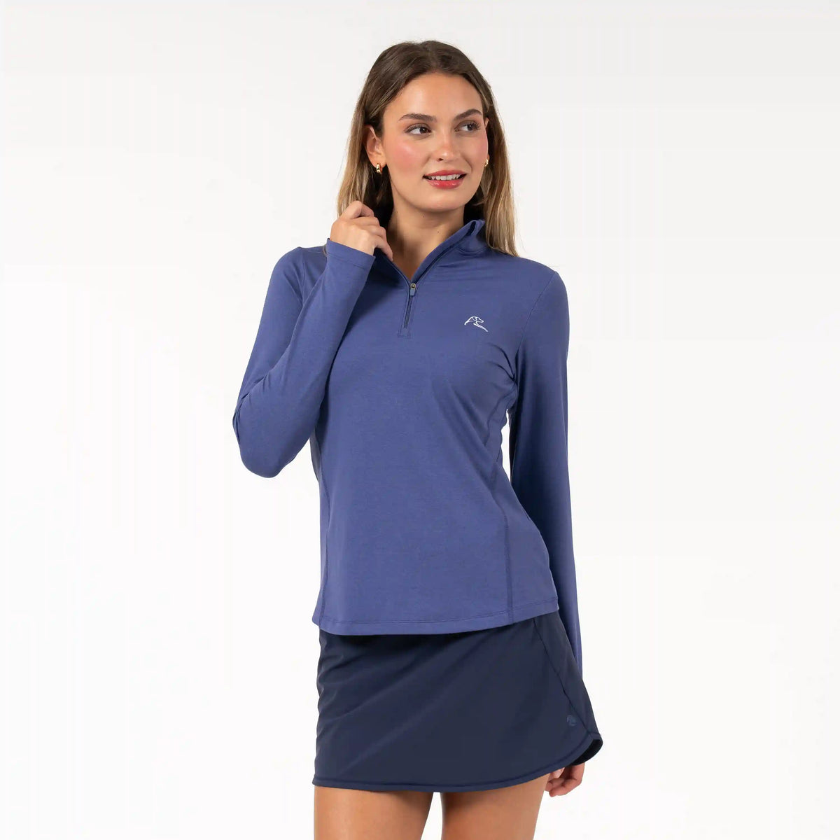Heather Performance Q-Zip | Heather - Flag Blue/Flag Blue