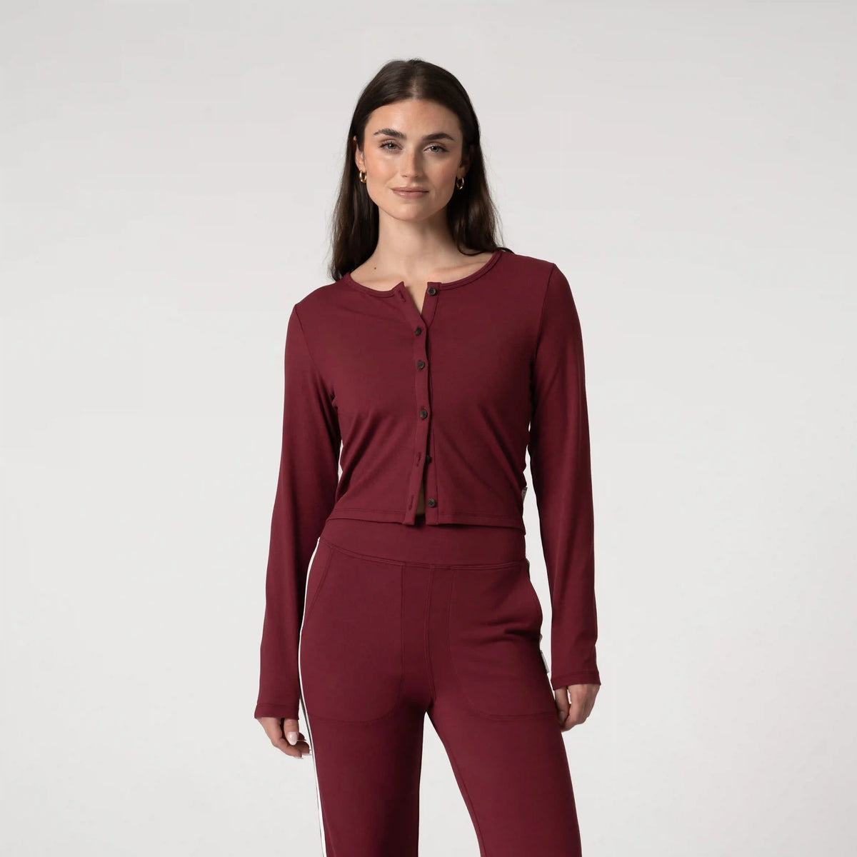 Tempo Cardigan | Heather - Merlot/Merlot