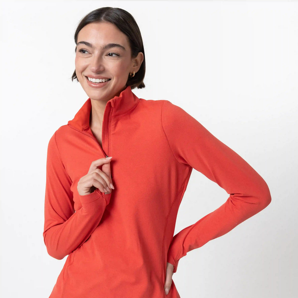 Heather Performance Q-Zip | Heather - Poppy Red/Classic Red