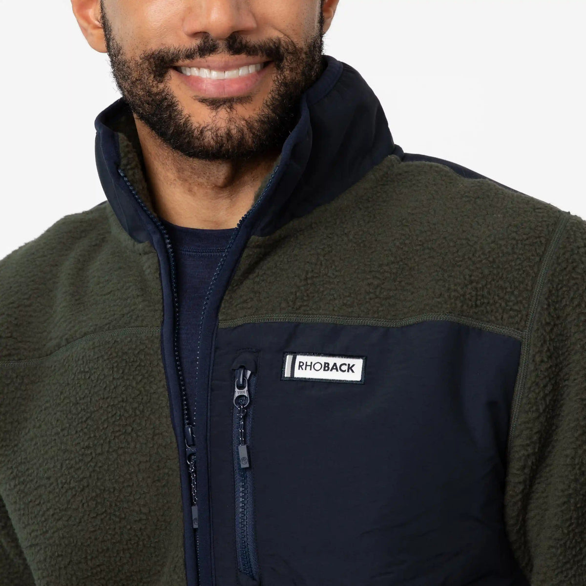 Summit Crest Full-Zip Jacket | Colorblock - Dark Olive/Saddle Brown - Fleet Navy