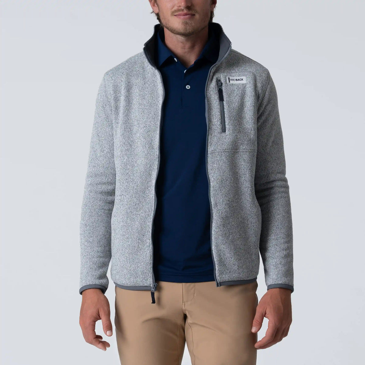 Peak Sweater Fleece Jacket | Heather - Everest Grey/White