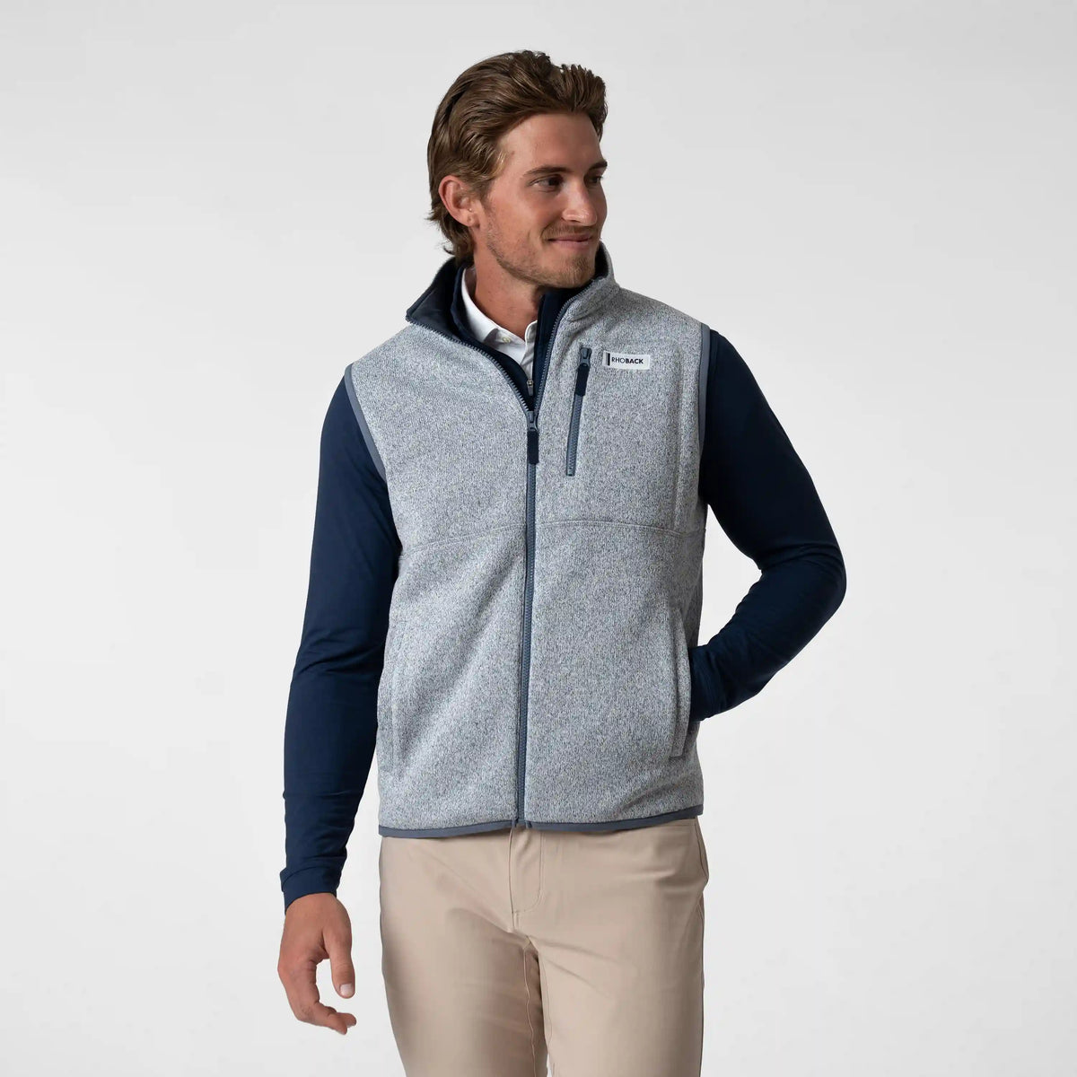 Peak Sweater Fleece Vest | Heather - Everest Grey/White