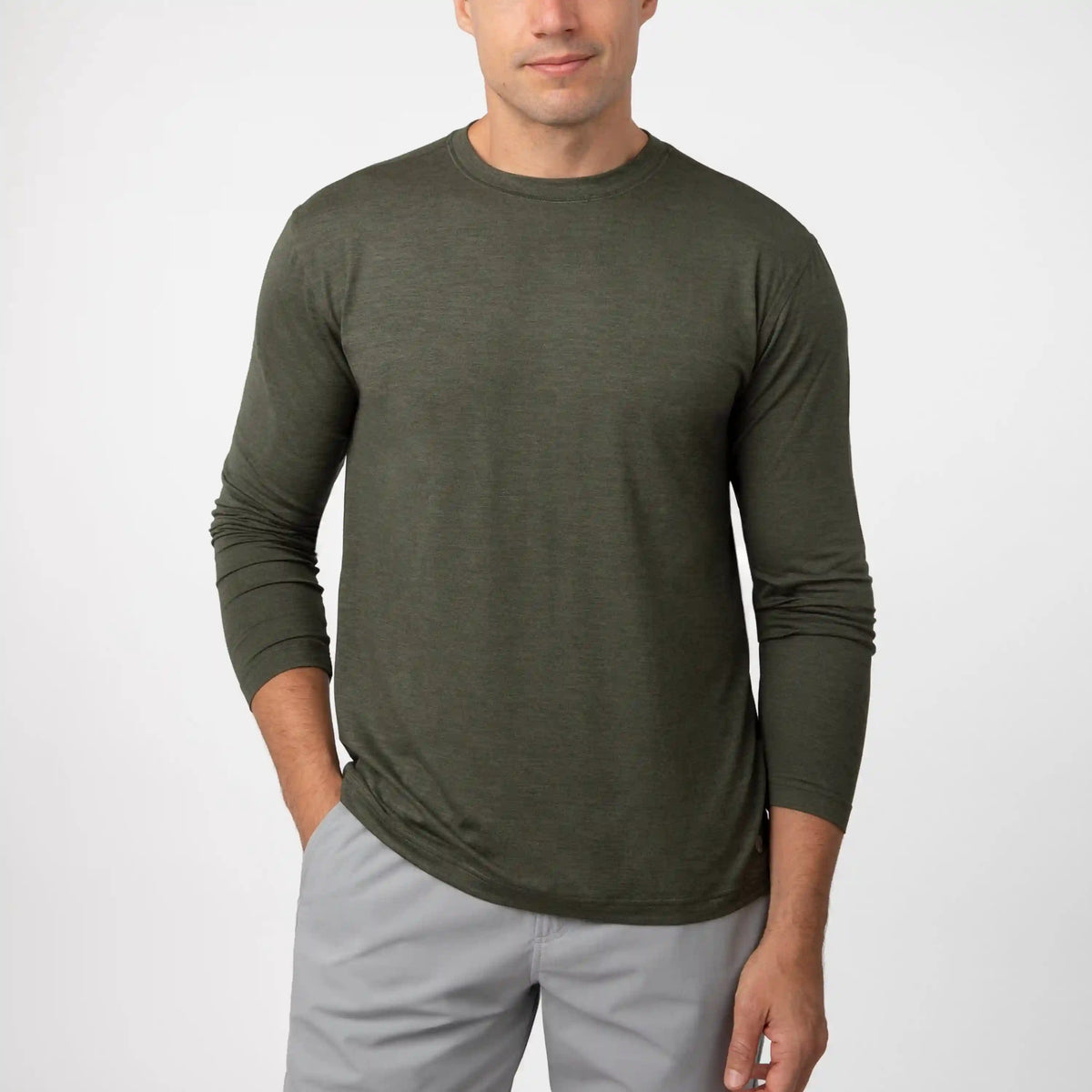 Tailwind Performance Long Sleeve Tee | Heather - Dark Olive/Dark Olive