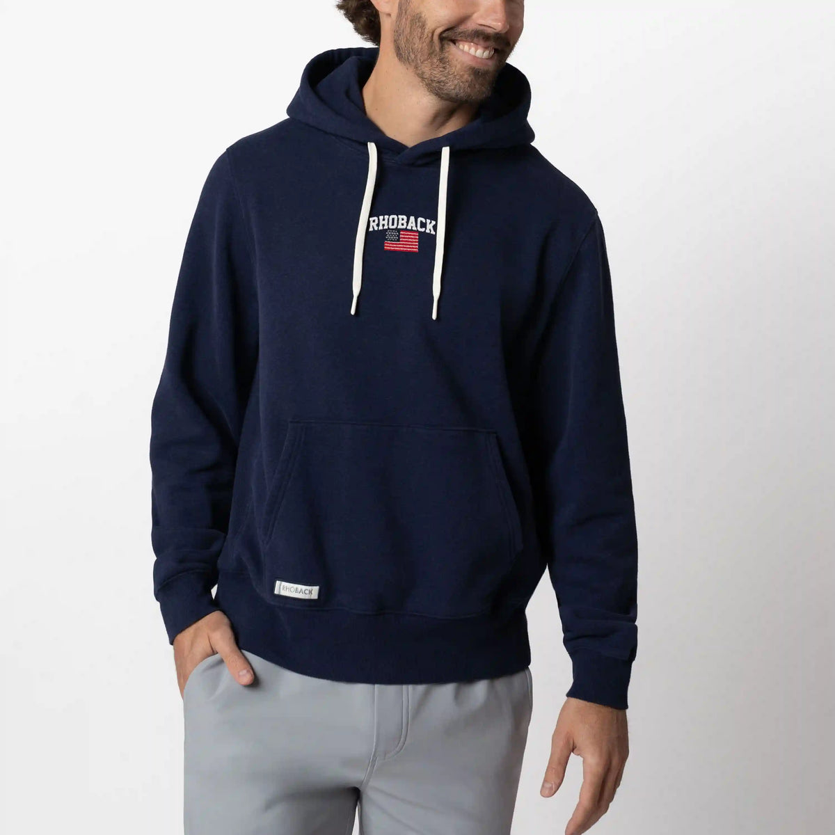 Ready Hoodie | Heather - Indigo Blue - RBUSA ARCH 2 WHITE