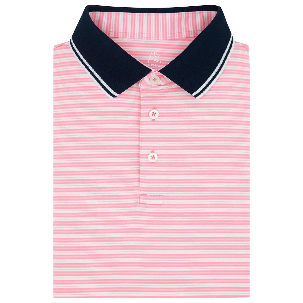The Butler Stripe | Performance Polo | The Butler Stripe - Dogwood Pink/White
