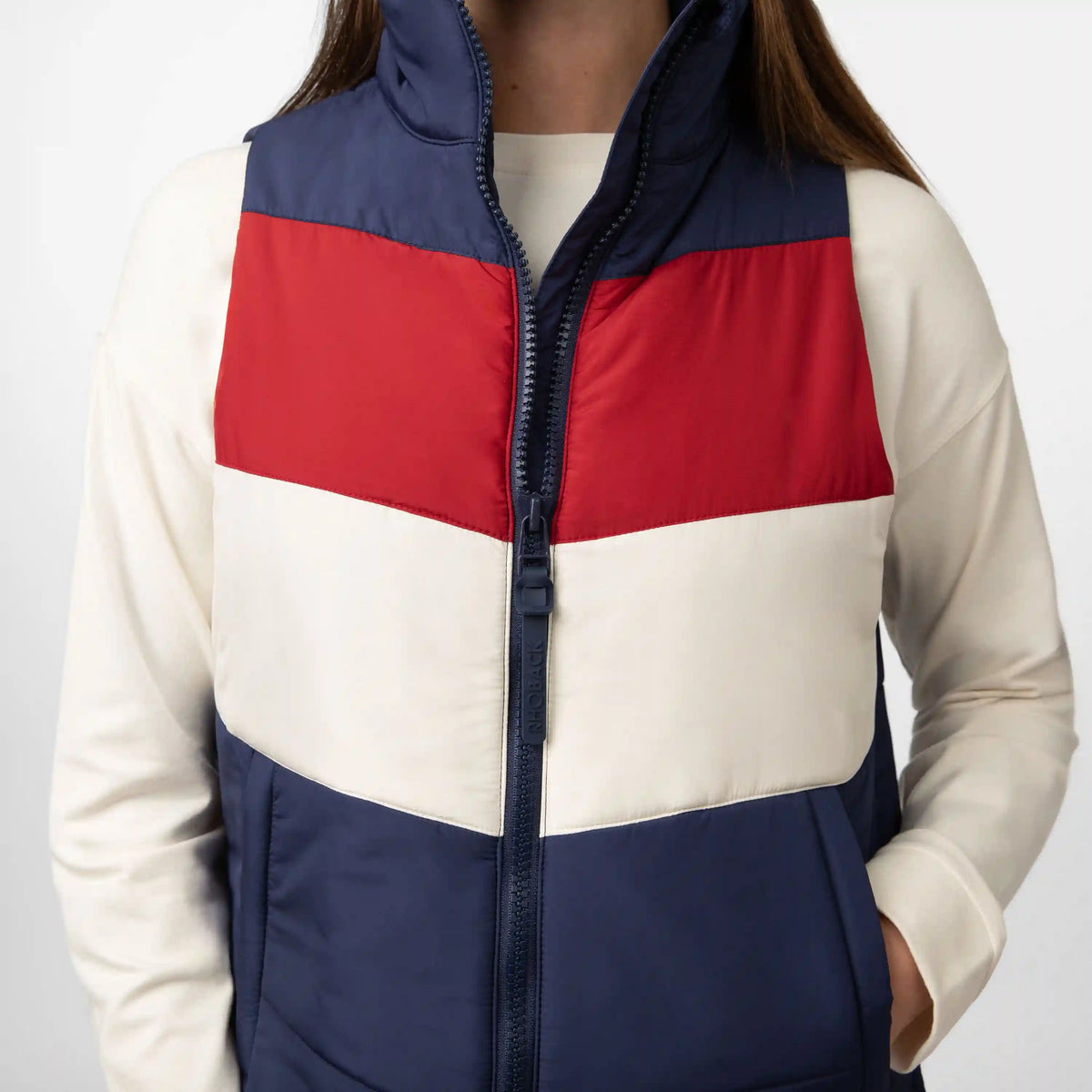 Cisco Insulated Vest | The Sunset Block - Fleet Navy/Cardinal Red/Ivory