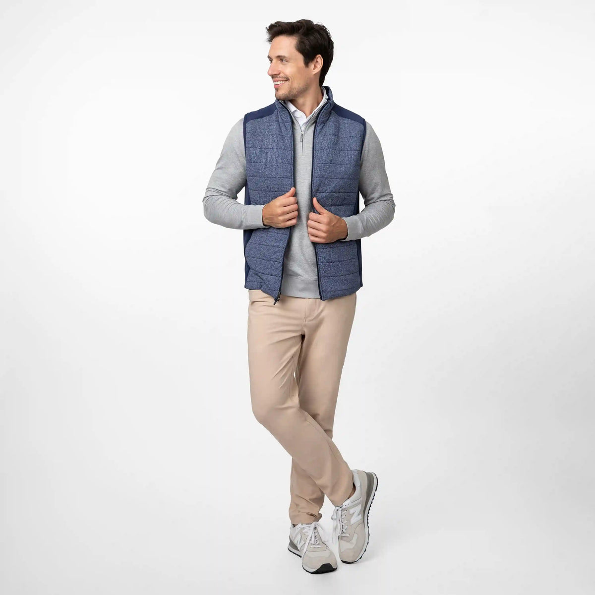 Fulton Performance Vest | The Herringbone Jacquard - Fleet Navy/White