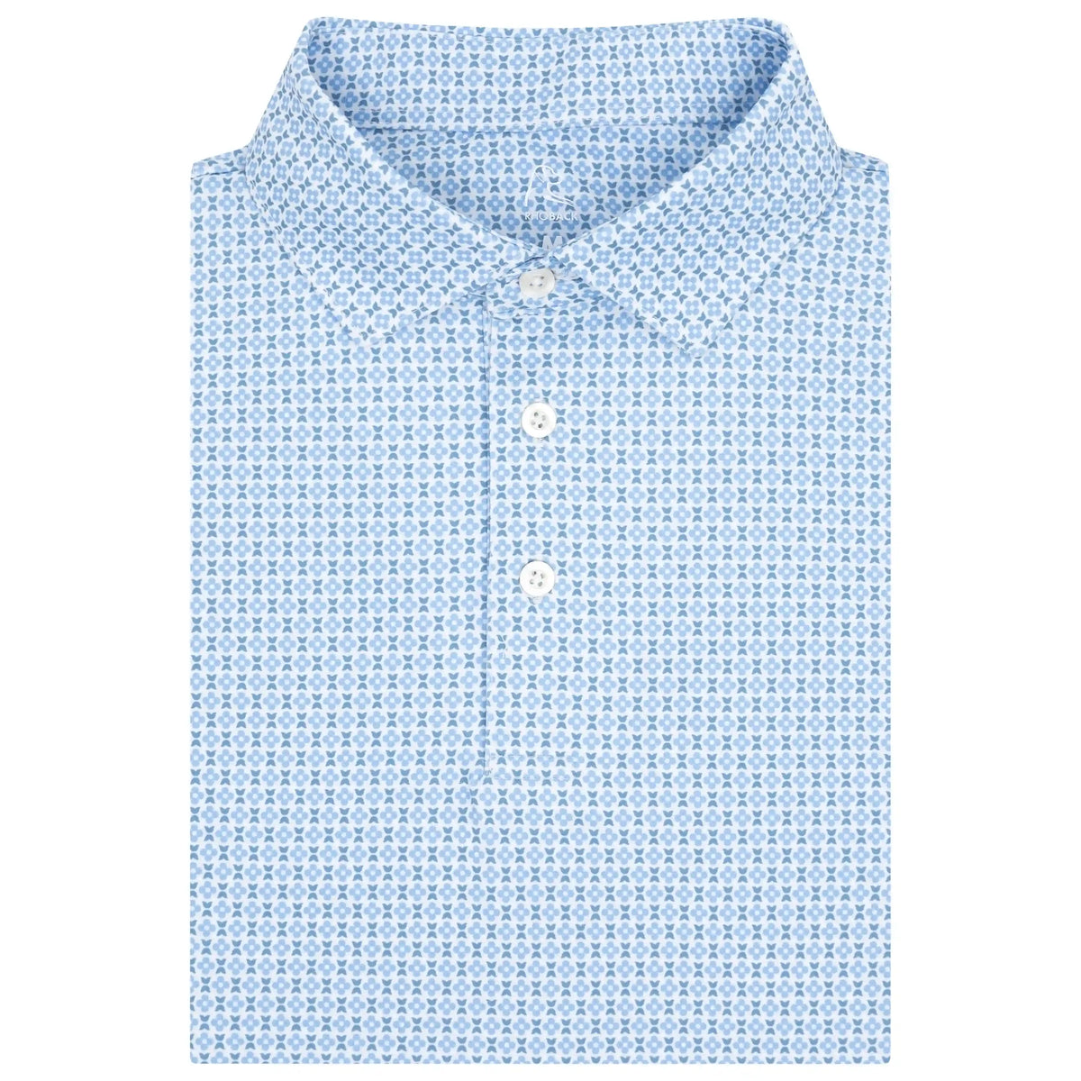 The Geo Bloom | Performance Polo | The Geo Bloom - White/Country Blue