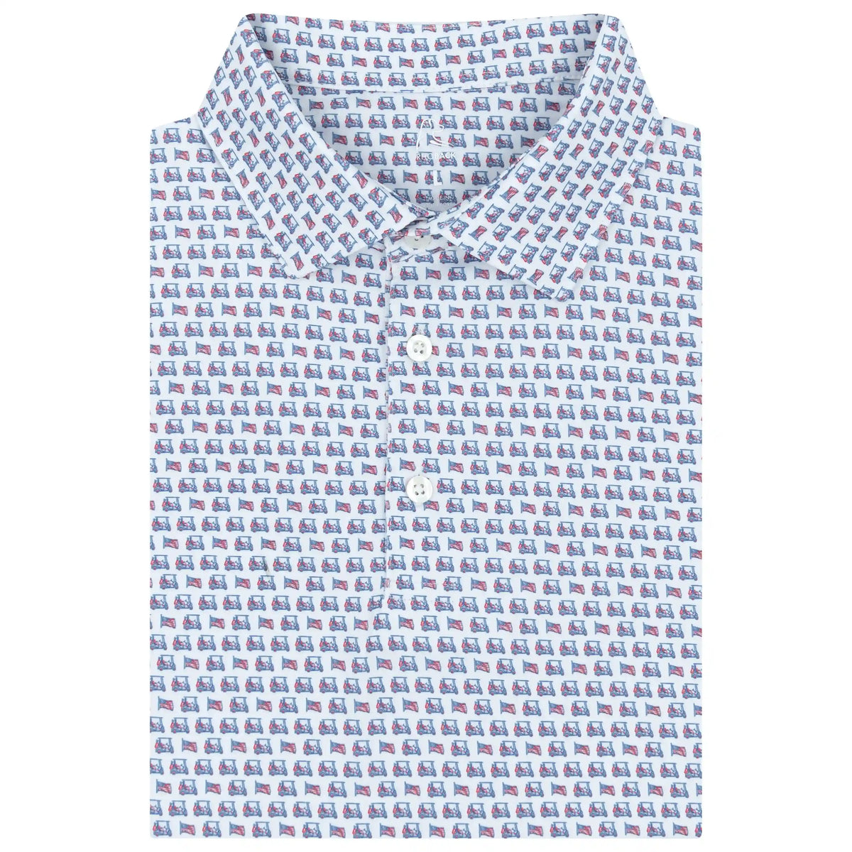The All American Drive | Performance Polo | The All American Drive - White/Short Stop Blue - USA