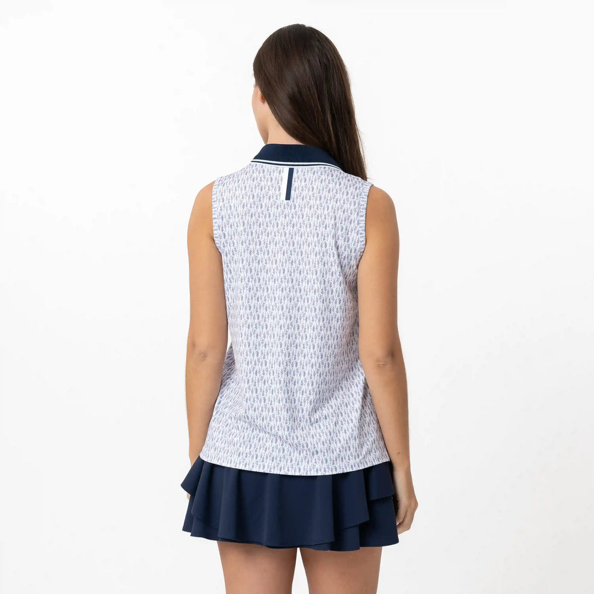 Brooke Sleeveless Performance Polo | The Snapdragon - White/Tulip
